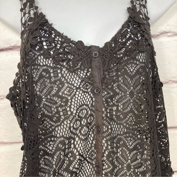 Kimchi Blue Black Lace Vest SZ M Festival Wear Sexy Feminine Crochet Layering - Picture 2 of 13